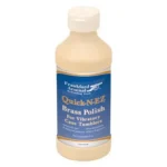 AOB Frankford Arsenal Quick-N-EZ Brass Polish, front view of beige liquid bottle with blue label