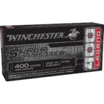 Winchester Super Suppressed Rifle Ammunition, front view of black 400 Legend box