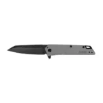 Kershaw Misdirect Folding Knife, open side view with black tanto blade and gray handle