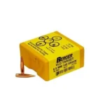 BERGER .264 140G TRGT VLD, yellow box with one copper-coloured bullet beside it