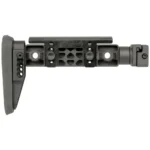 Midwest Industries Alpha Series Picatinny Fixed Beam Stock, black left side with skeletonized beam