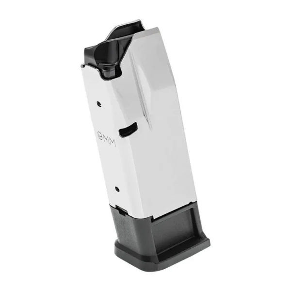 Springfield Armory Hellcat Pro Handgun Magazine, silver body with black base and follower