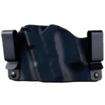 Stealth Operator Compact IWB Holster, black front view with two belt clips