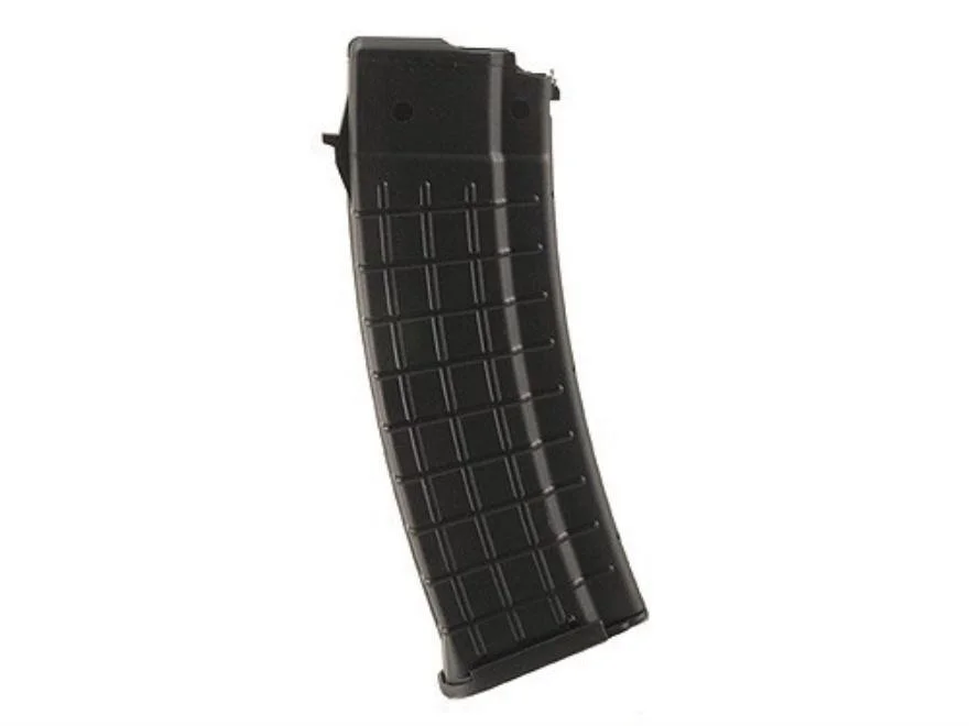 primary-52423 ProMag AK-223 Magazine, black curved polymer magazine viewed from the side