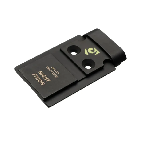 Night Fision NF Optic Plate ACRO, top angled view of black mounting plate with two screw holes