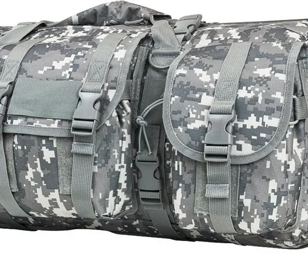 NCSTAR VISM DBL CARB CASE DGTL, grey digital camouflage soft case with straps and pockets