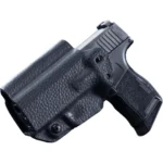 Mission First Tactical Leather Hybrid IWB/OWB Holster, black textured holster with handgun