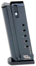 ProMag Desert Eagle Magazine, blued steel, angled front view with witness holes and baseplate