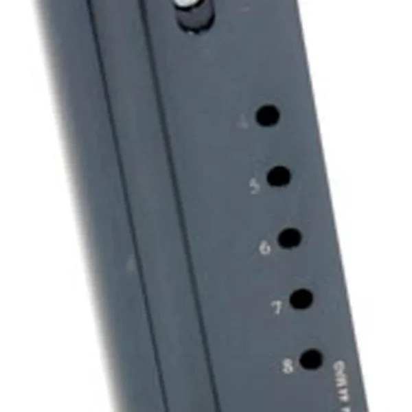 ProMag Desert Eagle Magazine, blued steel, angled front view with witness holes and baseplate