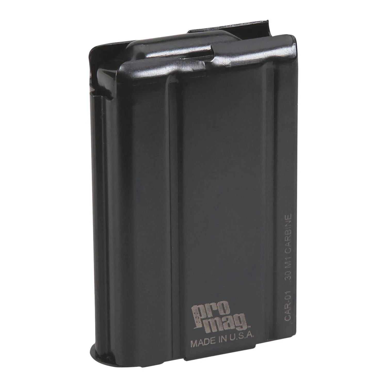 primary-52470 ProMag Springfield M1 Carbine Magazine, black front view with ribbed steel body and angled top