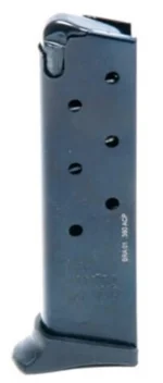 ProMag Bersa Thunder 380 blued steel magazine in angled side view with witness holes