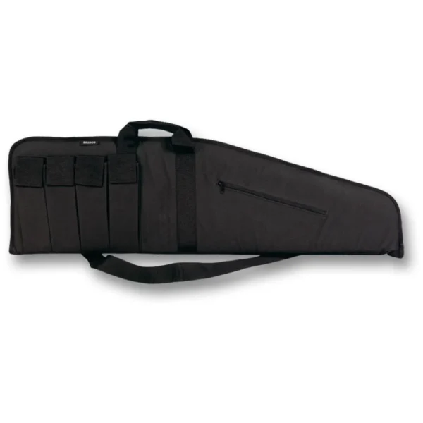 Bulldog Extreme Tactical Rifle Case, black side view with carry handles and shoulder strap