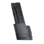 ProMag Steel Handgun Magazine S&W M&P Shield, black angled side view with witness holes