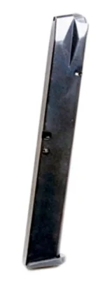 PROMAG BERETTA 92F, blue-black extended magazine in angled side view