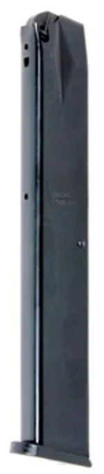 ProMag Springfield XD9 Magazine, upright front view in blued steel with extended body
