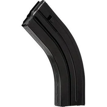 ProMag AR-15 Rifle Magazine, curved black steel magazine in front view