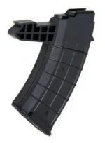 ProMag SKS magazine, curved black polymer magazine in left-side view with textured body