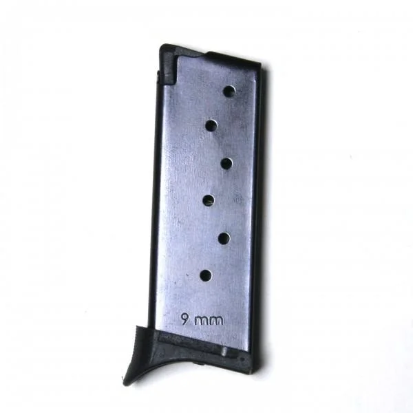 primary-52599 Promag Ruger LC9 handgun magazine, upright front view with black finish and witness holes