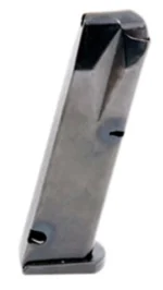 ProMag Beretta 92F Magazine, blued steel angled side view with witness holes and black baseplate
