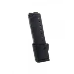 ProMag Steel Handgun Magazine Glock 42, black angled view with extended polymer base