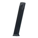 PROMAG FN 509 magazine in blue steel, upright angled view with extended body
