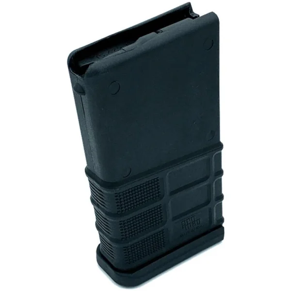 Promag FN Fal rifle magazine, black polymer angled view with textured lower body