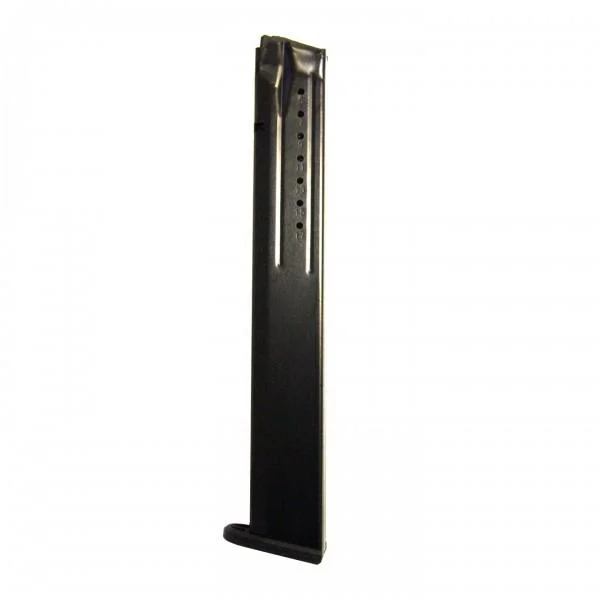 primary-52632 ProMag S&W M&P-9 double stack magazine in blued steel, upright angled view