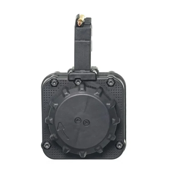 PROMAG AR-15 black polymer drum magazine, front view with round drum and vertical feed tower