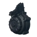 Promag SKS AK magazine, black polymer drum in angled front view with ridged circular housing