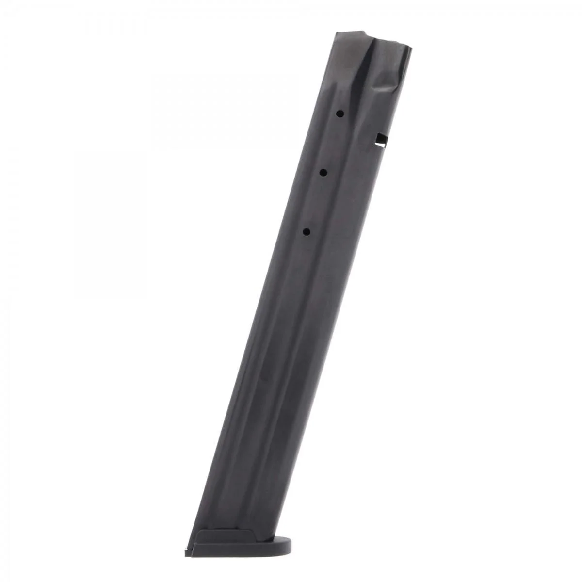 primary-52642 Promag Magazine for Sig Sauer P320, tall blued steel magazine in angled side view