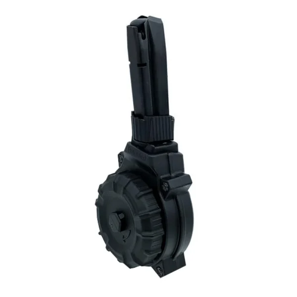 ProMag SCCY CPX-2 / CPX-1 Handgun Magazine, black drum in front view with tall feed tower