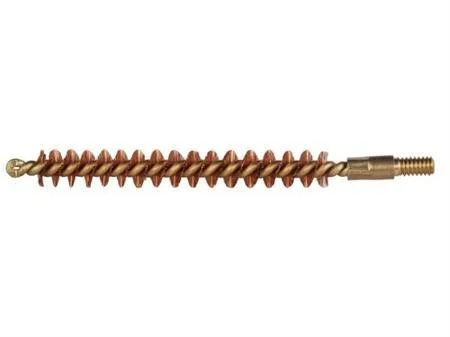 Pro-Shot Benchrest Brass Core/Bronze Bristle Rifle Bore Brush, side view with threaded end