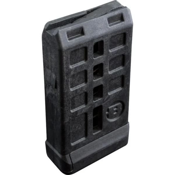 Bergara BMR Rifle Magazine, black angled front view with textured rectangular panels
