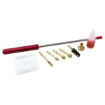 Pro-Shot 8-inch Competition Handgun Cleaning Kit, red-handled rod, tips, brush, patches and bottle