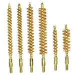 Pro-Shot Benchrest rifle bore brush, six brass core and bronze bristle brushes in assorted lengths
