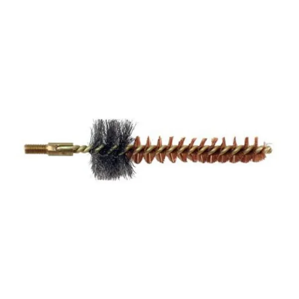 PRO-SHOT CHAMBER BRUSH AR10 bronze brush with dark bristle section and brass stem, side view