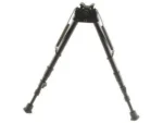HARRIS BIPOD, black front view with extended splayed legs and rubber feet