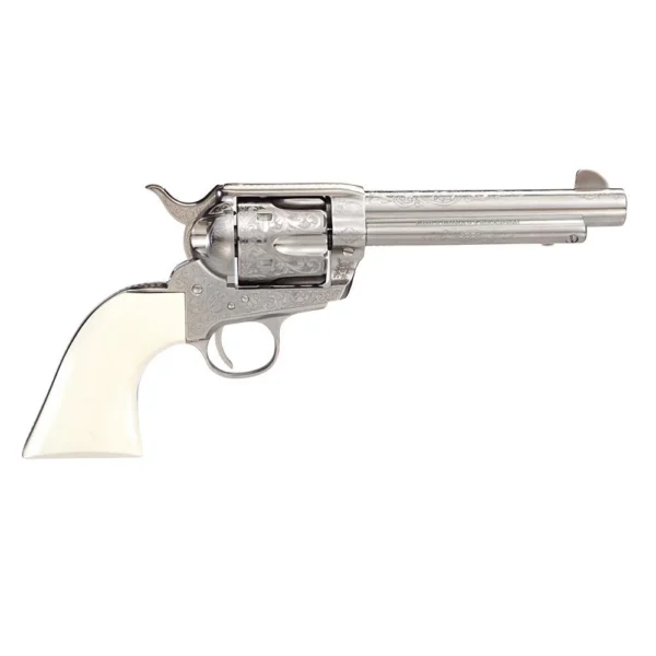 Taylor's & Company Firearms Taylors & Company 1873 Outlaw Legacy Nickel Engraved Handgun .357 Mag 6rd Capacity 5.5" Barrel
