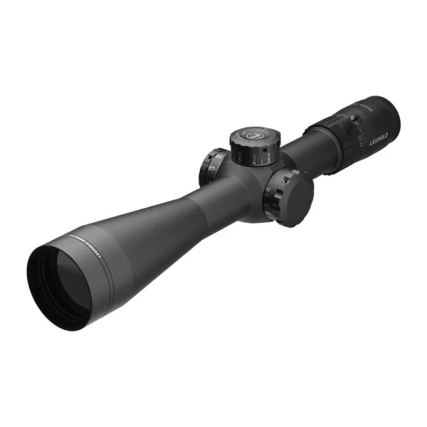 Leupold Mark 4HD Rifle Scope, black angled view with large objective and adjustment turrets