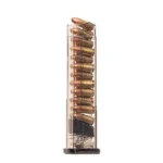 Elite Tactical Systems ETS Smith & Wesson Shield extended magazine, clear side view with cartridges