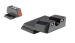 TRIJICON HD XR NS S&W M&P ORG FRO black front and rear sights, angled view with orange front ring