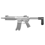 SB Tactical SB TACT AR MINI PISTOL BRACE BLK, black brace mounted on firearm, right-side view