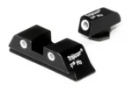 TRIJICON NS FOR GLK 17/19/26/27 black sight set, angled view with white front and rear dots