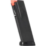 Sig Sauer P365X Carry Legion magazine, black angled side view with orange follower