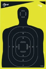 Allen EZ Aim Non-Adhesive Splash Silhoutte target front with black figure on yellow background
