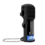 Mace Pepper Spray Triple Action Pocket Model, black canister in holder with keychain