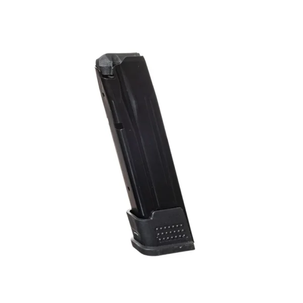 Promag Sig P320 Handgun Magazine, black steel magazine in angled side view