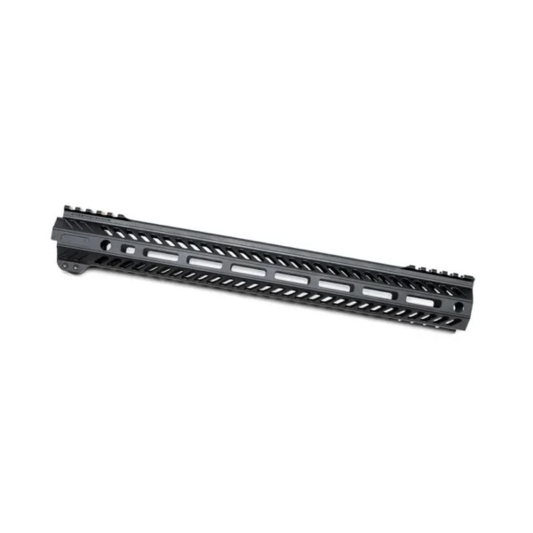 Angstadt Arms Ultra Light AR-15 Handguard 15-inch M-LOK, black angled view with top rail and slots