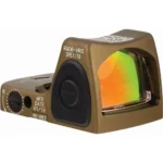 TRIJICON RMR HRS ADJ 3.25 MOA COY coyote brown reflex sight, rear-right view with multicolor lens