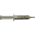 Pro-Shot Pro Gold Lube, grey syringe with narrow applicator tip, side view